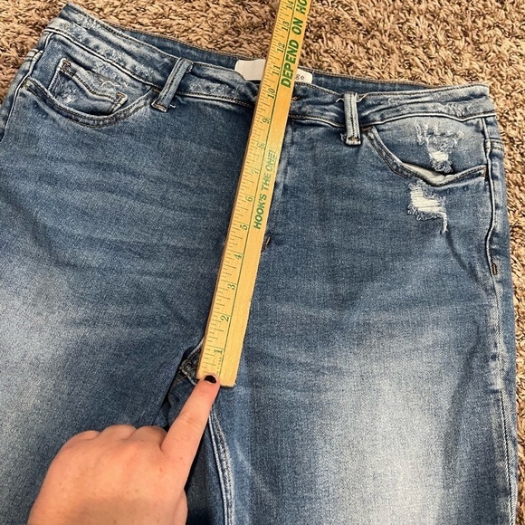 Bridge by gly high rise flare distressed raw hem bell bottom jeans - Picture 7 of 9